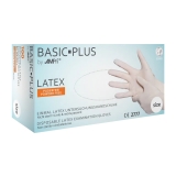AMPRI-Einwegschutz, Einweg-Latex-Handschuhe, BASIC PLUS, puderfrei, unsteril, VE = Pkg. á 100 Stück, weiß