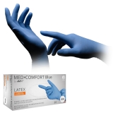 AMPRI-Einwegschutz, Einweg-Latex-Untersuchungshandschuhe, puderfrei, unsteril, blau, Pkg. á 100 Stück, VE = 1 Pkg.