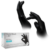 AMPRI-Einwegschutz, Einweg-Nitril-Untersuchungs-Handschuhe, Einmalhandschuhe, STYLE BLACK, ungepudert, schwarz, VE =10 Pkg. á 100 Stück