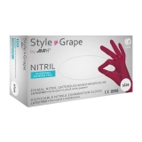 AMPRI-Einwegschutz, Einweg-Nitril-Untersuchungs-Handschuhe, Einmalhandschuhe, STYLE GRAPE,  puderfrei,  bordeaux, VE = 10 Pkg. á 100 Stück
