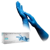 AMPRI-Einwegschutz, Einweg-Nitril-Handschuhe, Einmalhandschuhe, MED COMFORT BLUE ULTRA 400, puderfrei, blau, VE = 20 Pkg. á 50 Stück