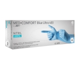 AMPRI-Einwegschutz, Einweg-Nitril-Handschuhe, Einmalhandschuhe, MED COMFORT BLUE ULTRA 400, puderfrei, blau, VE = 20 Pkg. á 50 Stück