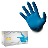 AMPRI-Einwegschutz, Einweg-Vitril-Untersuchungshandschuhe, MED COMFORT, puderfrei, unsteril, VE = Pkg. á 100 Stück, blau
