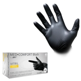 AMPRI-Einwegschutz, Einweg-Black-Vitril-Untersuchungshandschuhe, MED COMFORT, puderfrei, unsteril, VE = Pkg. á 100 Stück, schwarz