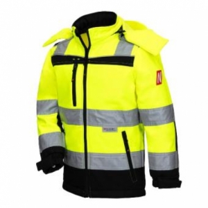 NITRAS motion tex Kids, Warnschutz-Softshelljacke, neongelb / schwarz, EN ISO 20471