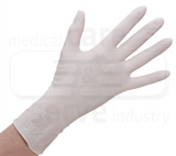 care&serve-Einwegschutz, Einmal-Einweg-Latex Handschuhe, gepudert, glatt, naturweiß, Pkg á 100 Stück, VE = 1 Pkg.