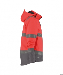 DASSY-Warnschutz, Warn-Softshell-Jacke MALAGA  rot/grau