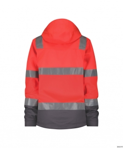 DASSY-Warnschutz, Damen-Warnschutz-Softshelljacke, MALAGA, neonrot/zementgrau