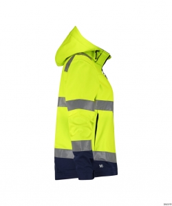 DASSY-Warnschutz, Damen-Warnschutz-Softshelljacke, MALAGA, neongelb/dunkelblau