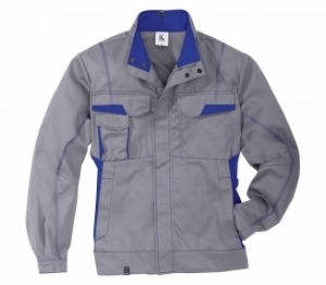 Gr.48 KÜBLER-Image-Dress-Bundjacke, ca. 320g/m², mittelgrau/kbl.blau