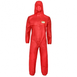 Pro-Safe-Einwegschutz, SMS-Einweg-Overall, Schutzanzug, Einmal-Schutzoverall, 3lg, CE CAT III, Typ 5+6, rot, VE = 1 Stk.